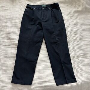 Lauren Ralph Lauren Pants Women's 10 Navy Blue Dark Wash Stretch Straight Cotton